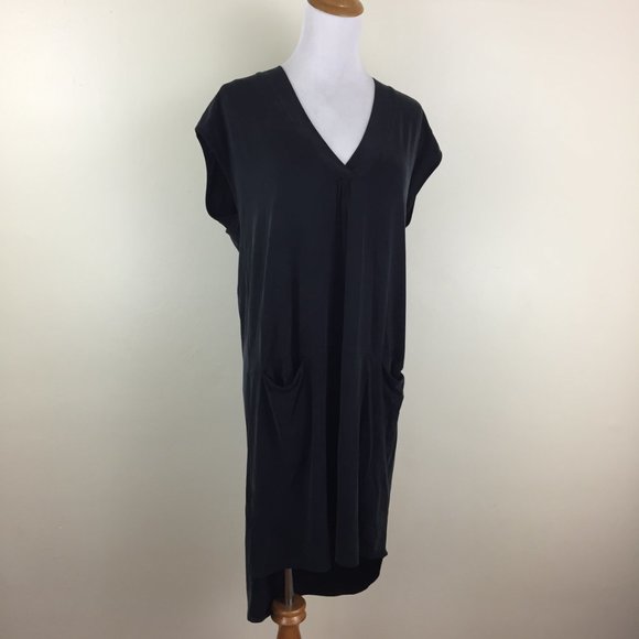 DOLAN Left Coast Coll Anthropologie Loose Fit Black Pockets High Low Hem Dress - Picture 4 of 11